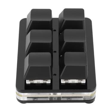 Imagem de Teclado de Jogo Mecânico Personalizável 6 Teclas Interruptor Vermelho Pequeno USB Com Fio DIY para Escritório de Jogos (Preto)