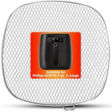 Imagem de Acessórios de fritadeira a ar para Philips, bandeja de gotejamento quadrada de 18,3 cm para Philips HD9741 3QT Tray Rack compatível com HD9641 HD9721, HD9730, lavável na lava-louças