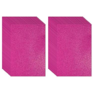 Imagem de PATIKIL Folha de espuma com glitter de EVA brilhante fúcsia, 40,6 x 30,5 cm, 2 mm de espessura, com adesivo nas costas, feltro com glitter em EVA para projetos de artesanato, 20 peças
