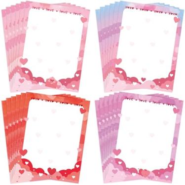 Imagem de Dispowreath 100 folhas de papel de papelaria para dia dos namorados, 21,6 x 28 cm, papel de papelaria com coração, com borda, papel timbrado para o dia dos namorados, escrever cartas, scrapbook,