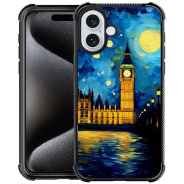 Imagem de WANKBLC Capa para iPhone 16, Starry Night Big Ben Crazy Pattern Proteção à prova de choque para homens mulheres antiderrapante para iPhone 16