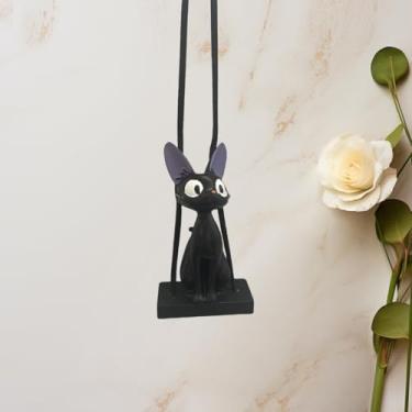 Imagem de Decoração de carro para mulheres, acessórios para pendurar no interior, gato preto, pingente de espelho fofo, espelhos retrovisores, decoração de espelhos retrovisores automáticos, pingentes de