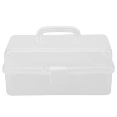 Imagem de Caixa de Armazenamento Dobrável de Três Camadas, Organizador Container Case Com Alça, Plástico Transparente para Medicamentos, Baterias, Tesoura (Transparente)