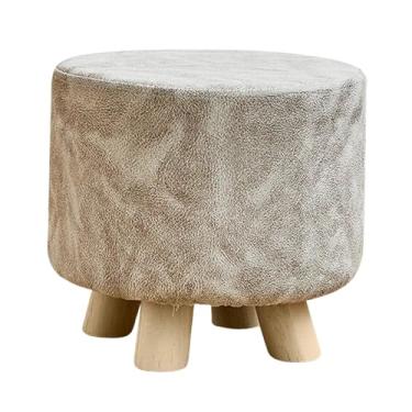Imagem de Bothyi Pequeno banco de pés descanso otomano estável com pernas assento acolchoado móveis apoio para os pés para quarto interno sala de estar, Bege