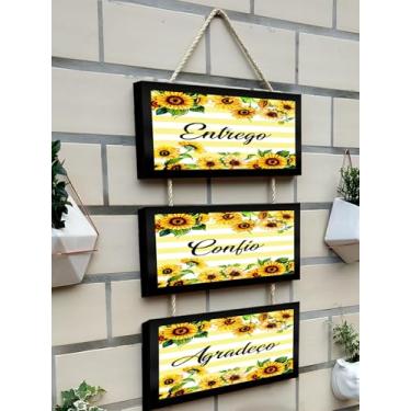 Imagem de Kit 3 Quadros Decorativos com Molduras Pretas e Cordas, Frases Inspiradoras em Português (Entrego 4)