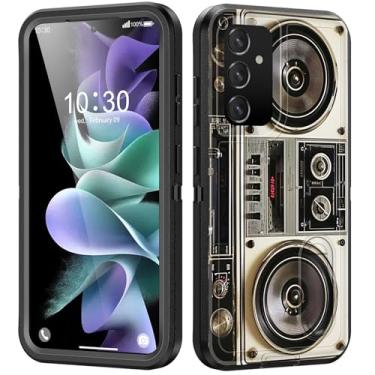 Imagem de BFUKVOU Capa protetora para Galaxy S25 com suporte embutido, à prova de choque/poeira/queda, 3 camadas, capa protetora de grau militar para Samsung Galaxy S25 de 6,2 polegadas 2025, Boombox vintage