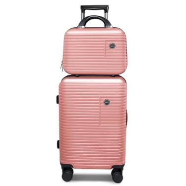 Imagem de Mala de mão leve de policarbonato + ABS Malas rígidas com rodas, rosa, 2-Piece Set(14''&20'')