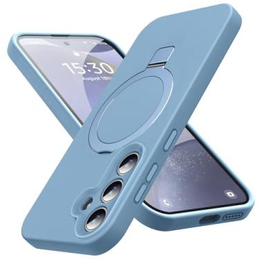 Imagem de KMAMBAG Capa Mag-Ring para Galaxy S24 Plus, silicone líquido [fator hidratante] Capa para celular Exreme macia e fina com suporte [compatível com MagSafe] para Samsung Galaxy S24 Plus de 6,7 polegadas