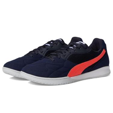Imagem de PUMA Tênis de futebol masculino King Top Indoor Trainer, Névoa Vermelho-Prata Brilhante Azul Marinho, 43