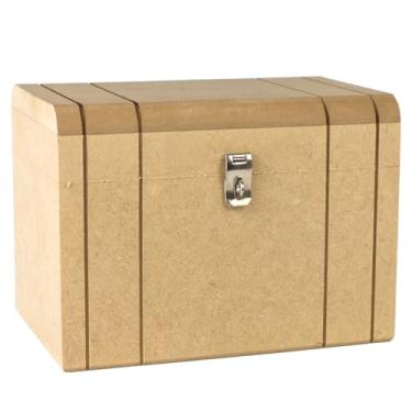 Imagem de Caixa Baú De Madeira Médio Em Mdf Cru Com Fecho para Cadeado (BAÚ MÉDIO)