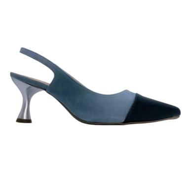 Imagem de Scarpin Bicolor Aberto Atrás Salto Fino Confort 191 (Preto, BR, Adulto, Numérico, 36)