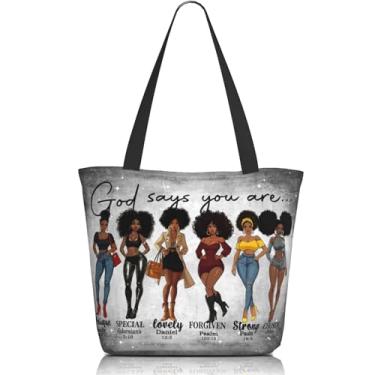 Imagem de Ewozet Sacola para mulheres, presentes, bolsa de ombro, bolsas de compras para mulheres, trabalho, aniversário, dia das mães, Black Queen, One Size