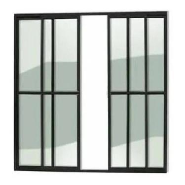 Imagem de Porta balcão 4 folhas 2,10x1,50 com fechadura no alumínio preto
