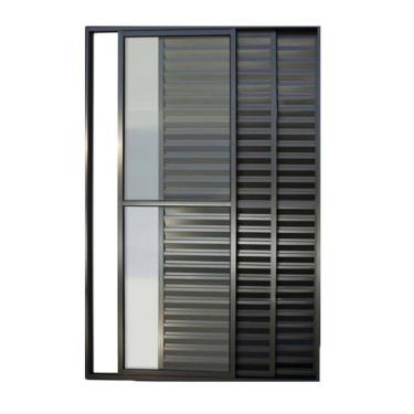 Imagem de Porta balcão 3 folhas 2,10x1,50 com fechadura no alumínio preto