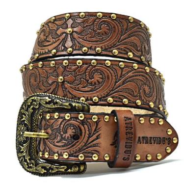 Imagem de Cinto Atrevidu's Country Feminino Estampado Cruz Com Cravo, Whisky, 10