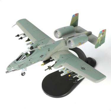 Imagem de NUOTIE 1/100 A-10 Thunderbolt II (Warthog) Attack Pre-Build Metal Diecast Aeronave Kits réplica de avião militar para adultos, coleção ou presente (pintura de tubarão tigre)