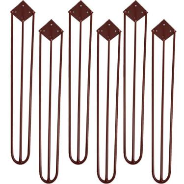 Imagem de Kit 06 Pés de Ferro Aço Hairpin Legs 60 cm Bronze A01 Sofá Móveis Mesa