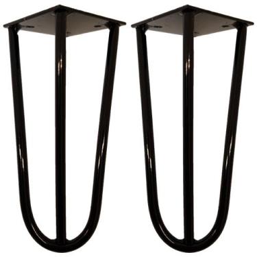 Imagem de Kit 02 Pés de Ferro Aço Hairpin Legs 25 cm Preto A01 Sofá Móveis Mesa 