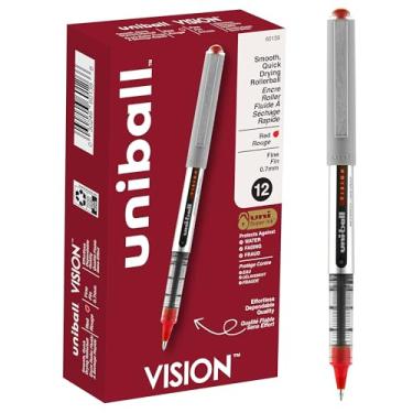 Imagem de uni-ball Canetas esferográficas uniball Vision com ponta fina de 0,7 mm, vermelha, 12 unidades