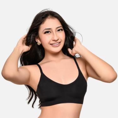 Imagem de Sutiã Corte a Laser Impllus S/Costura C/Bojo  Alça Versátil, GG, Preto