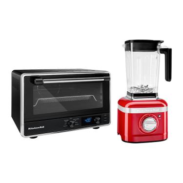 Imagem de Combo Forno Multifunções Com Air Fryer Black Matte + Liquidificador K400 Kitchenaid Empire Red Kog21_Kua35av_Cj 110V