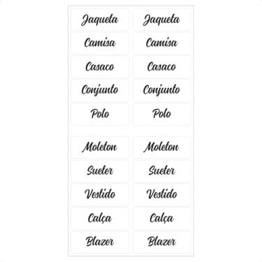 Imagem de Printable - Etiqueta Organizadora Para Cabides Com 3 Cartelas Adesivas para Separadores de Cabides Organização de Guarda-Roupas, Closet e Armário – Vinil Adesivo Branco para Identificação de Roupas