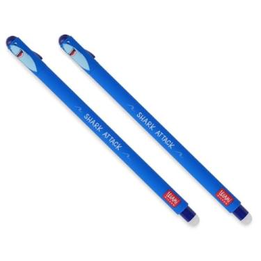 Imagem de LEGAMI Caneta de gel apagável – Shark, tinta termossensível, ponta de 0,7 mm de diâmetro, 15 cm de comprimento, tinta azul (pacote com 2)