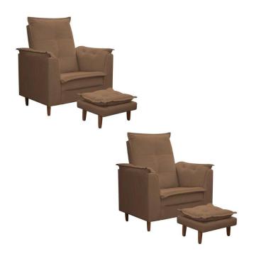 Imagem de Kit 02 Poltronas Maria Para Amamentação E Descanso Com Puff Confortável Suede Marrom Mabe Magazine