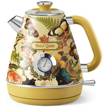 Imagem de Chaleira Elétrica Retrô Hazel Quinn 1.7L em Aço Inoxidável com Desligamento Automático e Termômetro Embutido, 110V, Amarela