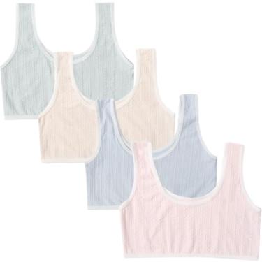 Imagem de XiHSiHan Sutiã esportivo listrado sem costura para meninas sutiã sem enchimento, Verde, pele, azul, rosa, 7-9 Anos