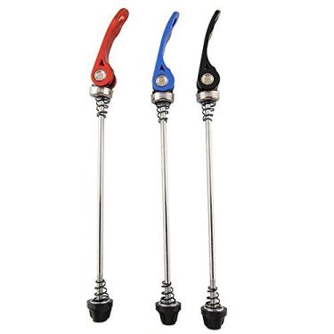 Imagem de Juscycling Rodovia Mountain Bicicleta MTB Roda Hub dianteira e traseira QR Acionadores de liberação rápida Eixo de alavanca de clipe 145/185 mm, par, 3 cores, Preto