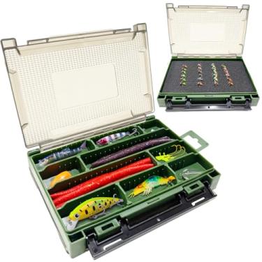 Imagem de EHERDM Caixa de isca de pesca dupla face com compartimentos removíveis, estojo impermeável com caixa de armazenamento de terminal de embalagem de papelão, organizador portátil de iscas falsas
