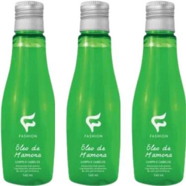 Imagem de Óleo Corpo e Cabelos Fashion Rícino Mamona Frasco 130ml Kit 3 Unidades