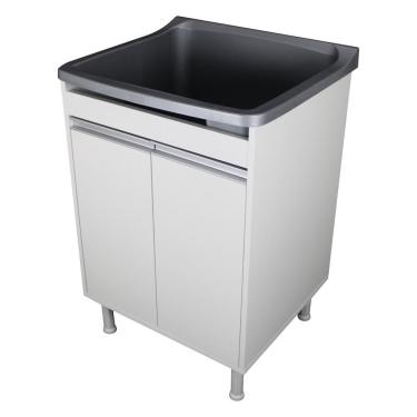 Imagem de Tanque De Lavanderia Com Gabinete 100% mdf + Sifão + Válvula Cinza