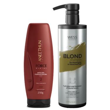 Imagem de Aneethun Máscara Force System 250g + Wess Blond Shampoo 500ml