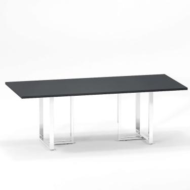Imagem de Mesa de Reunião Retangular Tubular P25 Pandin 2,6 M Grafito e Branco
