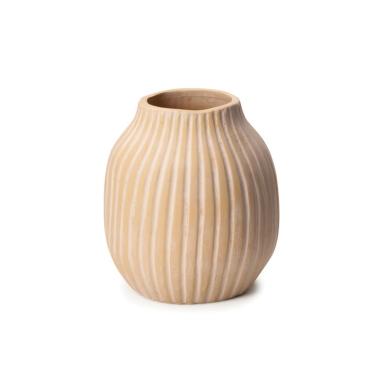 Imagem de Vaso terracota em ceramica riscado com detalhes branco P