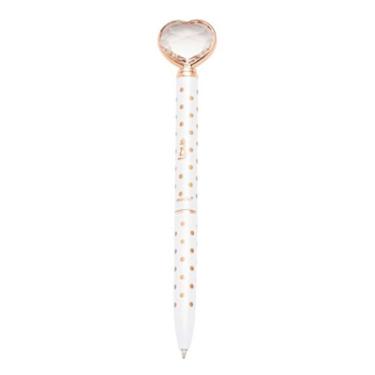 Imagem de Caneta Esferográfica Coração de Diamante Poá Branco - Molin
