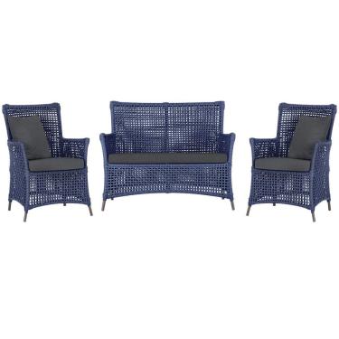 Imagem de Jogo Sofá e 2 Poltronas de Área Igapó Alumínio Pintura Marrom Corda Náutica Estofado 11 Trama