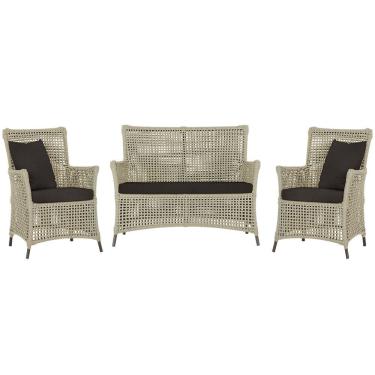 Imagem de Jogo Sofá e 2 Poltronas de Área Igapó Alumínio Pintura Marrom Corda Náutica Estofado 9 Trama