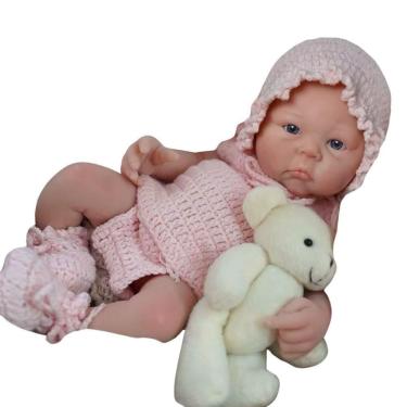 Imagem de Bebê Reborn Menina Toda Em Silicone Sólido Olhos Abertos Artesanal