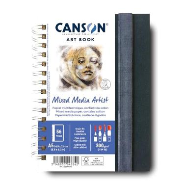 Imagem de CANSON Caderno Artbook Sketchbook Mixed Media Artist Espiral 300g/m² A5 14,8 x 21cm 28 Folhas