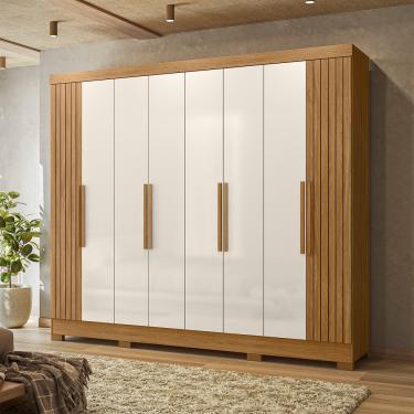 Imagem de Guarda Roupa Casal Frisado 8 Portas e Pés Diplomata Moval - Freijo/Off White