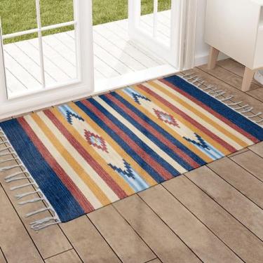 Imagem de 1 Tapete Capacho Kilim Original India 100% Algodão 50x70 M01 - IDEALIZ