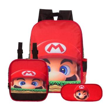 Imagem de Mochila Masculina Super Mario De Costas + Lancheira E Estojo - Toys 2U