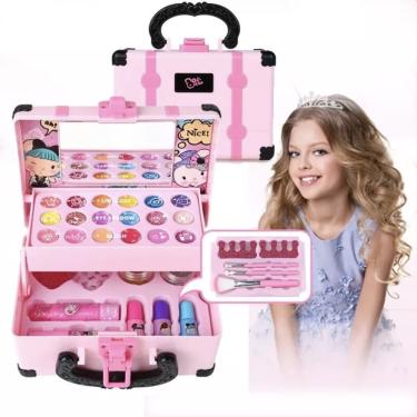Imagem de Conjunto de kit de maquiagem infantil com bolsa de cosméticos para meninas