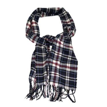 Imagem de Cachecol Xadrez Preto, Vermelho e Azul Flanelado Grande 1,60MT - REDST