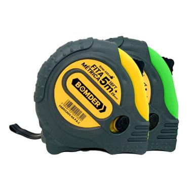 Imagem de Trena de Medição Manual com 5 Metros de Comprimento, Fita de 25mm, Botão de Trava e Revestimento Emborrachado para Mais Conforto e Precisão