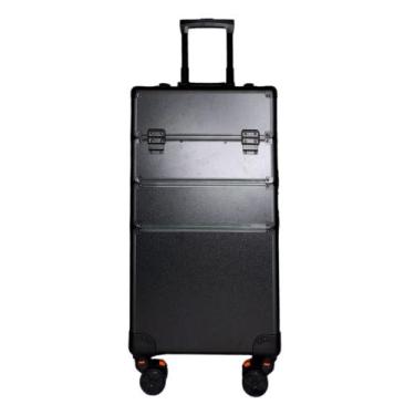 Imagem de Mala Maleta Maquiagem Profissional Rodinhas 3 Andar Preta Com Divisóri