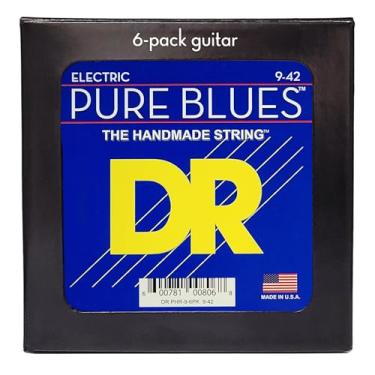 Imagem de DR Strings Pure Blues - Cordas Para Guitarra Elétrica Pure Nickel: Light 9-42 (Pacote Com 6)